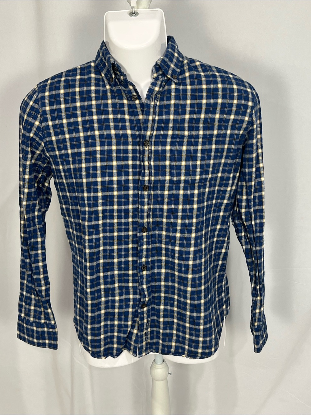 St. John's Bay Blue and White Plaid Button-Down Shirt